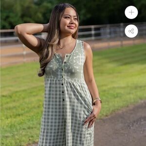 Green Palaka /Quilt  Sleeveless Jumpsuit